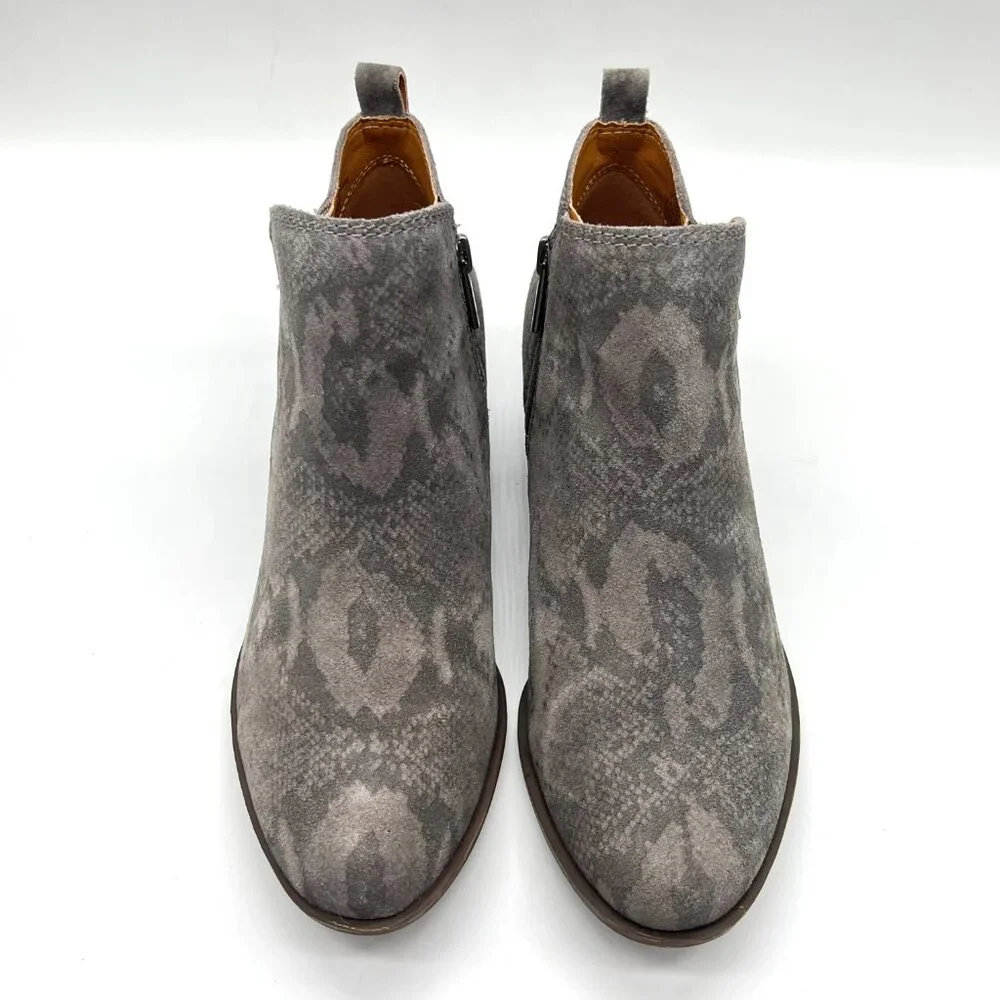 Lucky Brand Size 7.5 Basel‎ Gray Snakeskin Leather Ankle Boots Booties Shoes